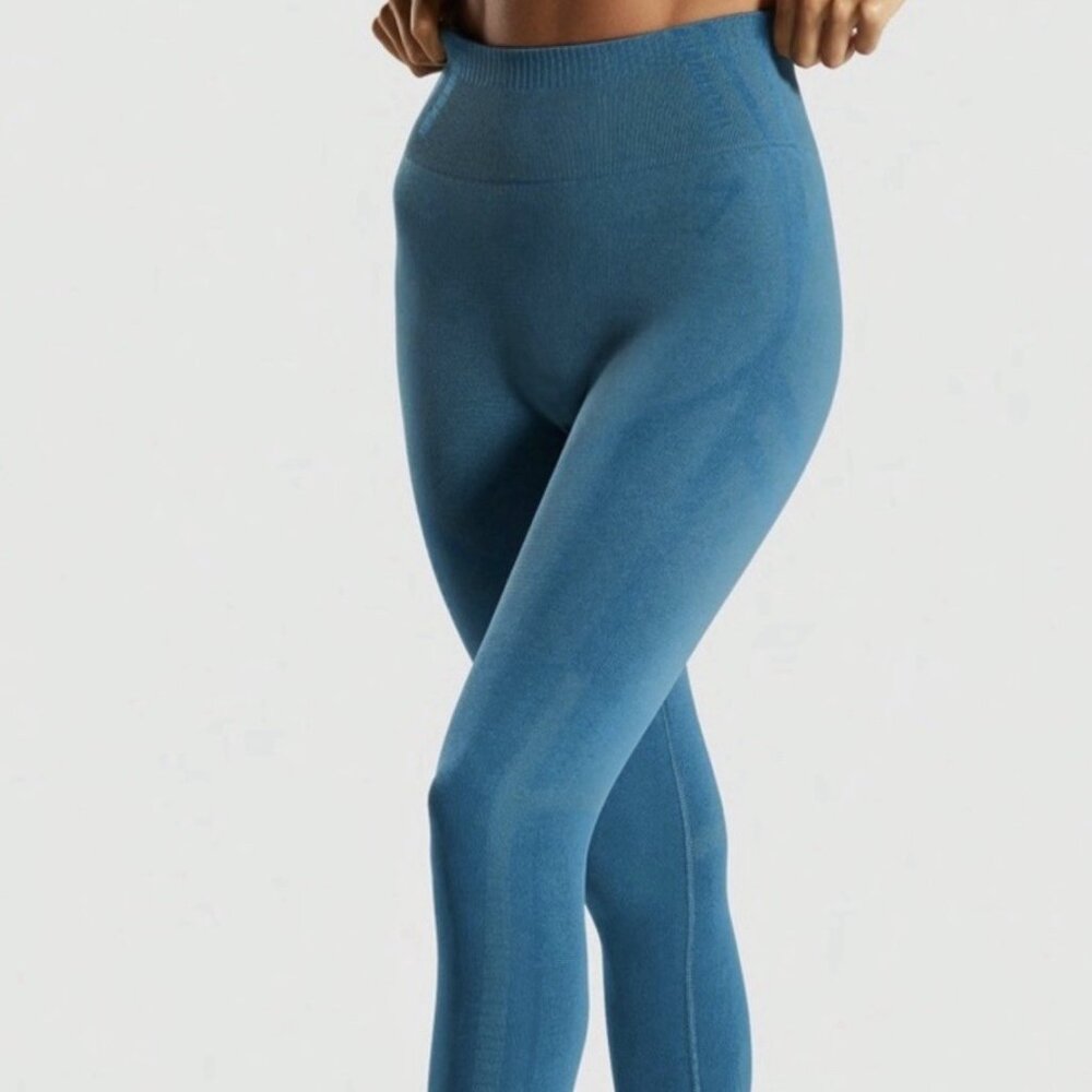 Gymshark teal blue high-waisted seamless leggings size medium